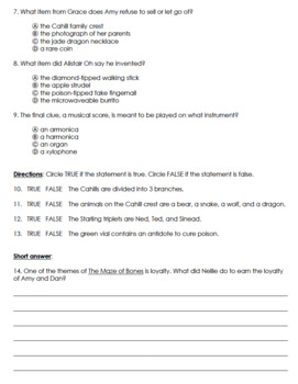 The 39 Clues The Maze Of Bones Final Test Paper And Google Forms
