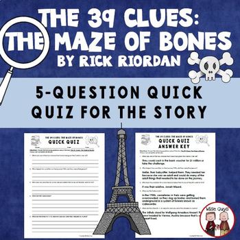 The 39 Clues The Maze Of Bones Reading Comprehension Quiz By Wise Guys