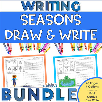 Preview of The 4 Seasons Directed Drawing and Writing Bundle w/ Print Cursive Handwriting