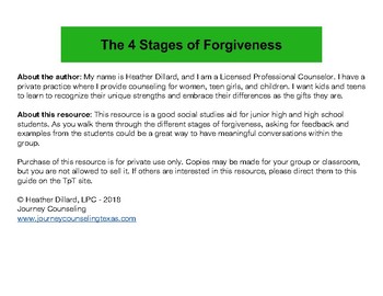 Four Steps Worksheet, Global Forgiveness Initiative