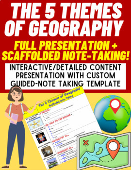 Preview of The 5 Themes of Geography: Full Presentation + Scaffolded Note-Taking