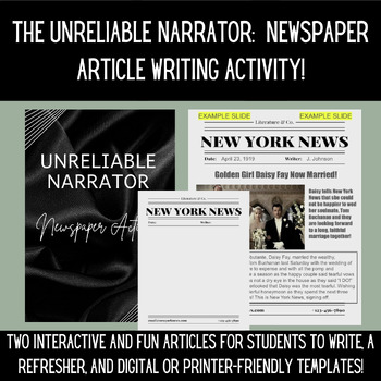 Preview of The 5 Types of Unreliable Narrators: Newspaper Article Activity!