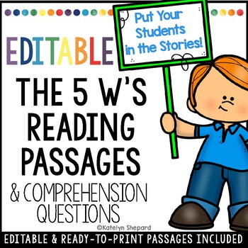 the 5 ws editable reading and comprehension questions