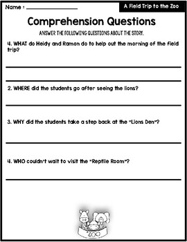 the 5 ws editable reading and comprehension questions