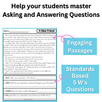 the 5 ws packet reading passages comprehension questions graphic