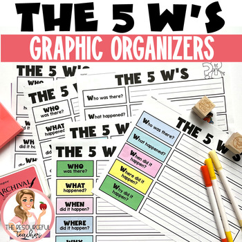 Preview of The 5 W's Reading and Writing Graphic Organizer