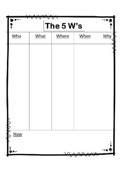 Preview of The 5 W's Graphic Organizer