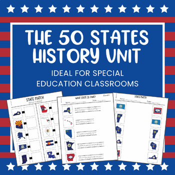 Preview of The 50 States History Mini Unit for Special Education Classrooms: United States