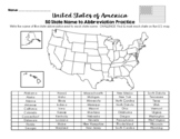 The 50 States of America - Name & Abbreviation Practice Worksheet