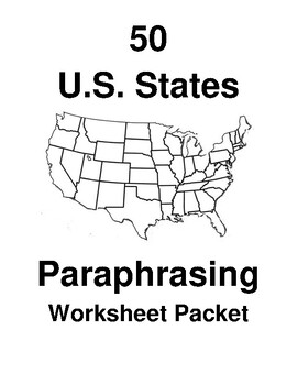 Preview of The 50 U.S. States Paraphrasing Worksheet Packet