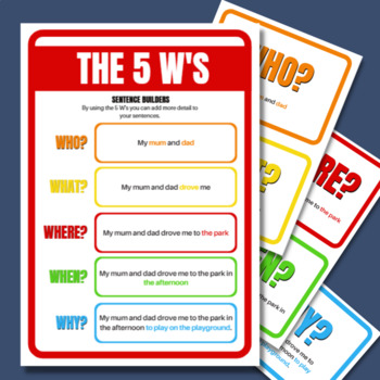 Preview of The 5W's poster and flash cards
