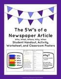 The 5W's of a Newspaper Article: Student Activity, Handout