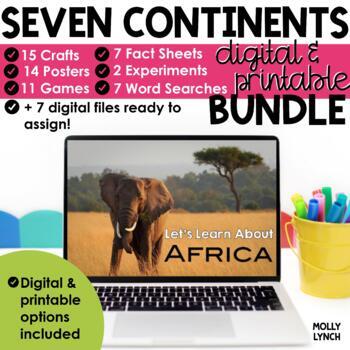Preview of The 7 Continents Bundle | Activities Worksheets Games PowerPoint Mini Book