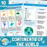The 7 Continents of the World Worksheets | Continents of t