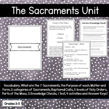 Preview of The 7 Sacraments - Catholic Complete Unit - 3,4,5 Grades