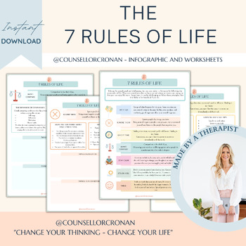 Preview of The 7 rules of life, self-help worksheets, inner child, self-identity, anxiety