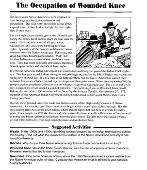 Preview of The 70's: The Occupation of Wounded Knee short lesson/worksheet