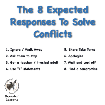 Preview of The 8 Expected Responses To Solve Conflicts: ABA SEL Behavior Lesson