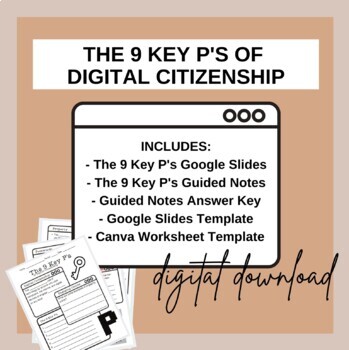 Preview of The 9 Key P's of Digital Citizenship - PowerPoint and Guided Notes