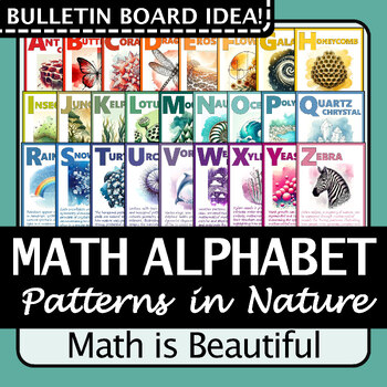 Preview of The ABC's of Math in Nature! | Math Alphabet Poster Set | Bulletin Board Idea
