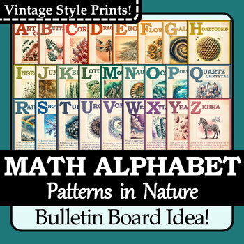 Preview of The ABC's of Math in Nature (Vintage Edition) | Poster Set | Bulletin Board Idea