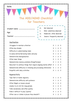 is my child adhd checklist