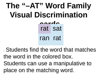 Preview of The '-AT" Family Visual discrimination Cards