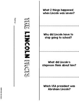 Abe Lincoln Informational Reading & Text Dependent Questions | TpT