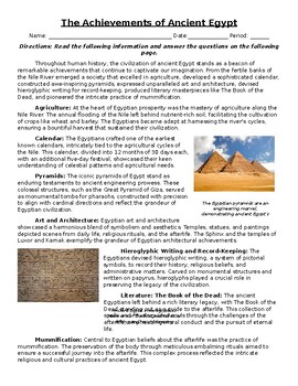 Preview of The Achievements of Ancient Egypt: Informative Text, Images, and Assessment