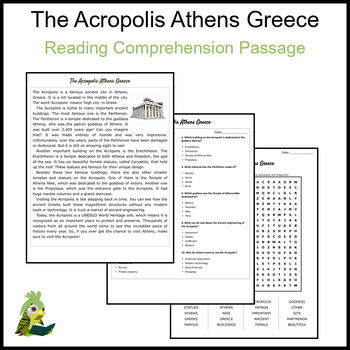 The Acropolis Athens Greece Reading Comprehension and Word Search