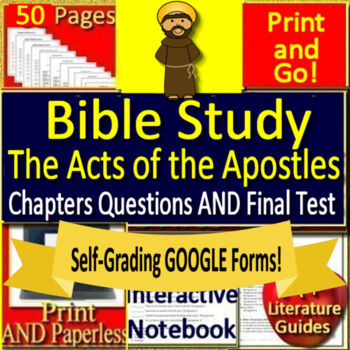 Preview of The Acts of the Apostles BIBLE STUDY Book of Acts - SELF-GRADING GOOGLE FORMS!