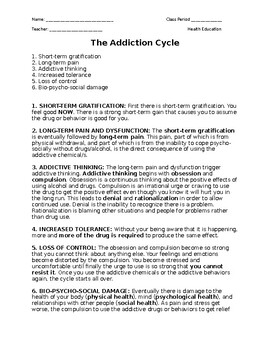 The Addiction Cycle Handout by The Healthy Classroom | TPT