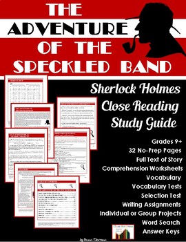 Preview of Sherlock Holmes THE ADVENTURE OF THE SPECKLED BAND Close Reading Study Guide