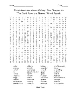 Preview of The Adventures of Huckleberry Finn Chapter 30 Vocabulary Word Search