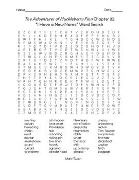 Preview of The Adventures of Huckleberry Finn Chapter 32 Vocabulary Word Search
