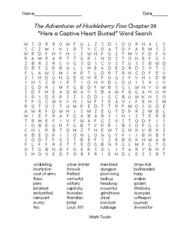 Preview of The Adventures of Huckleberry Finn Chapter 38 Vocabulary Word Search