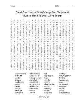 Preview of The Adventures of Huckleberry Finn Chapter 41 Vocabulary Word Search