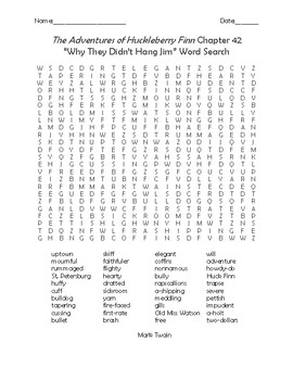 Preview of The Adventures of Huckleberry Finn Chapter 42 Vocabulary Word Search