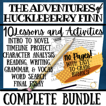 Preview of The Adventures of Huckleberry Finn | Novel Study | Unit Bundle | 100+ Pages