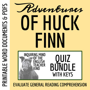The Adventures of Huckleberry Finn by Mark Twain Quiz and Answer Key Bundle