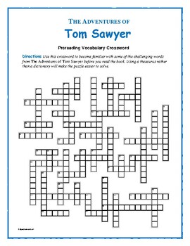The Adventures of Tom Sawyer: 50-Word Prereading Crossword—Great Warm-Up!
