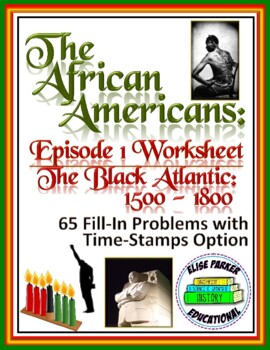 Preview of The African Americans Many Rivers to Cross Episode 1 Worksheet: 1500-1800