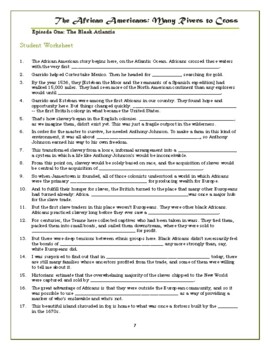 The African Americans Many Rivers to Cross Episode 1 Worksheet