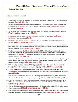 The African Americans Many Rivers to Cross Episode 5 Worksheet: 1940 1968