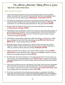 The African Americans Many Rivers to Cross Episode 6 Worksheet: 1968-2013