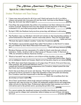 The African Americans Many Rivers to Cross Episode 6 Worksheet: 1968 2013