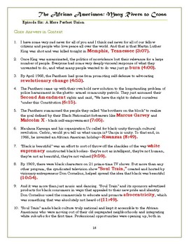 The African Americans Many Rivers to Cross Episode 6 Worksheet: 1968 2013