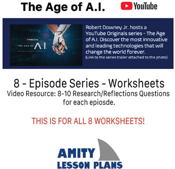 Preview of The Age of AI (Artificial Intelligence) Robert Downey Jr  Worksheet Bundle!