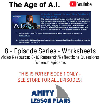 Preview of The Age of AI Episode 8: How A.I. is Searching for Aliens - Worksheet