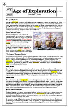 Preview of The Age of Exploration: Comprehension & Analysis worksheets (2 bonus articles!)